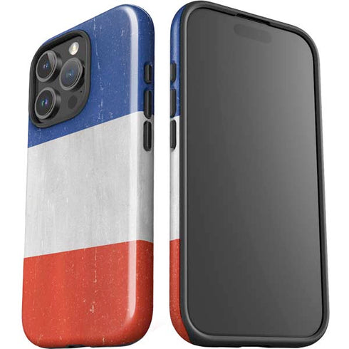 French Flag Distressed iPhone 16 Pro Impact Case