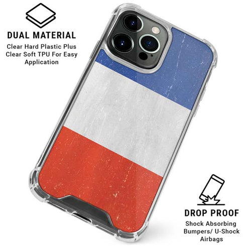 French Flag Distressed iPhone 16 Pro Max Clear Case