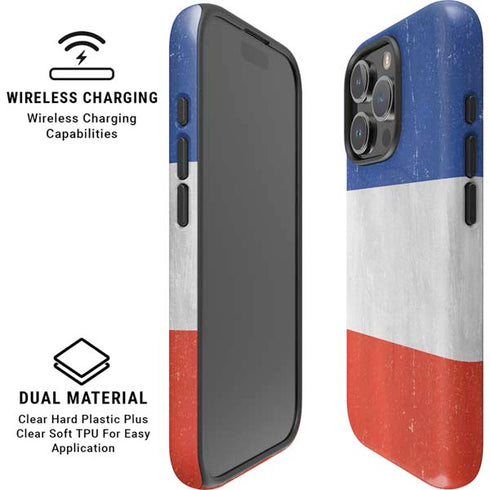 French Flag Distressed iPhone 16 Pro Max Magsafe Impact Case