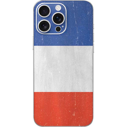 French Flag Distressed iPhone 16 Pro Max Skin