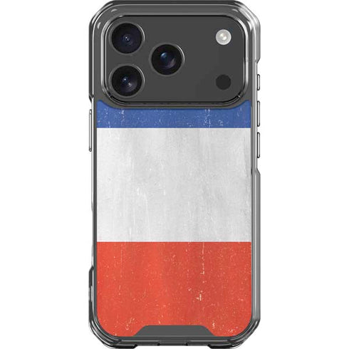 French Flag Distressed iPhone 18 Pro Clear Case