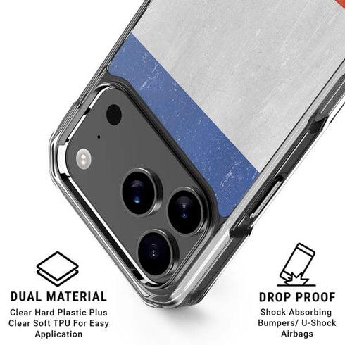 French Flag Distressed iPhone 18 Pro Clear Case