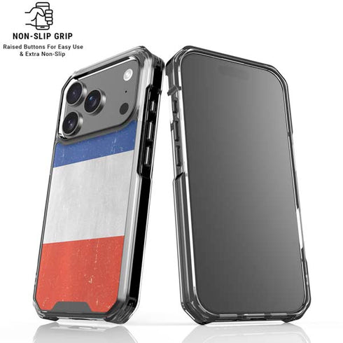 French Flag Distressed iPhone 18 Pro Clear Case