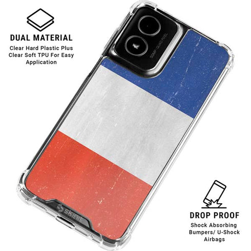 French Flag Distressed Moto G Power 5G (2024) Clear Case