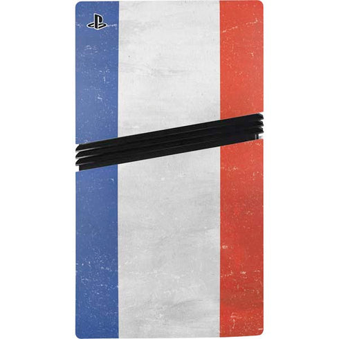 French Flag Distressed PS5 Pro Disk Bundle Skin