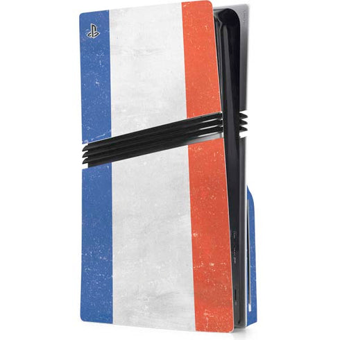 French Flag Distressed PS5 Pro Disk Console Skin