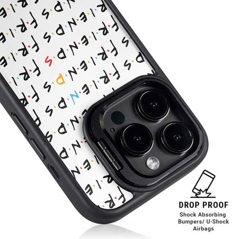 Warner Bros FRIENDS Pattern iPhone 14 Pro Max Kickstand Case