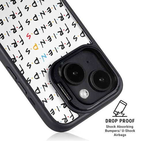 Warner Bros FRIENDS Pattern iPhone 15 Kickstand Case