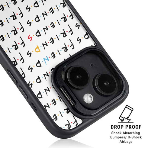 Warner Bros FRIENDS Pattern iPhone 15 Plus Kickstand Case