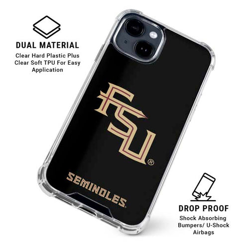 Florida State FSU Seminoles Black iPhone 15 Clear Case