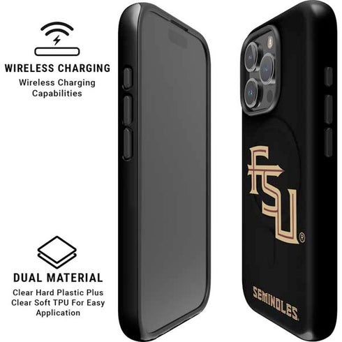 Florida State FSU Seminoles Black iPhone 16 Pro Magsafe Impact Case