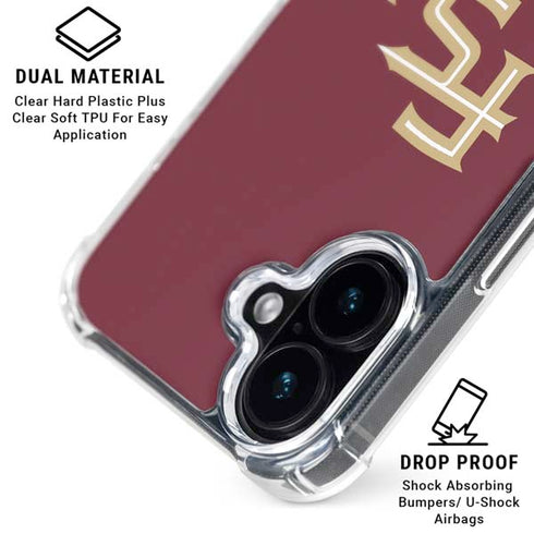 Florida State FSU Seminoles Maroon iPhone 16 Plus Clear Case