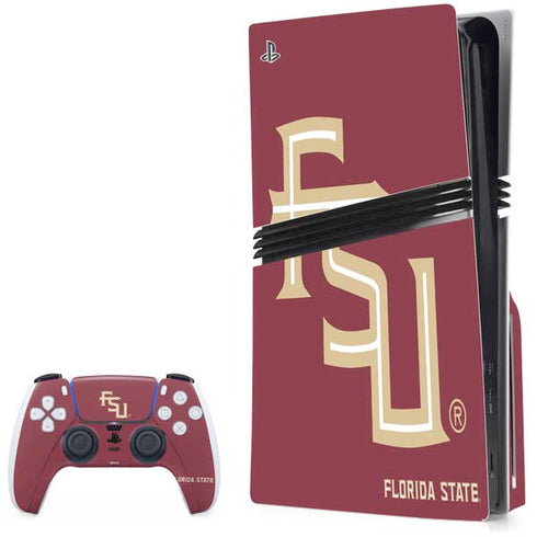 Florida State FSU Seminoles Maroon PS5 Pro Disk Bundle Skin
