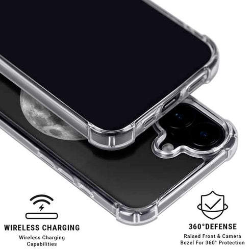 Full Moon Space iPhone 16 Plus Clear Case