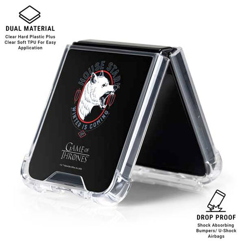 Game of Thrones: House Stark Direwolf Galaxy Z Flip7 Clear Case