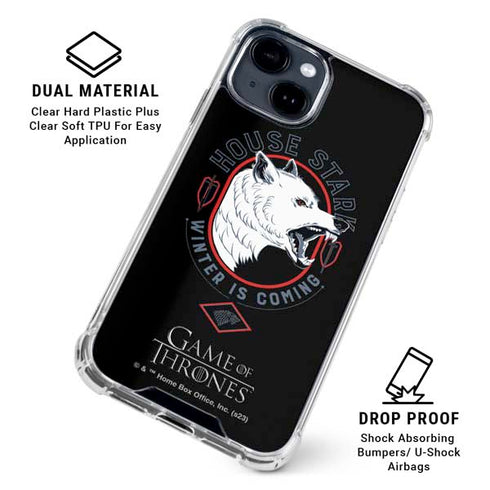 Game of Thrones: House Stark Direwolf iPhone 15 Plus Clear Case