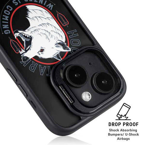 Game of Thrones: House Stark Direwolf iPhone 15 Plus Kickstand Case