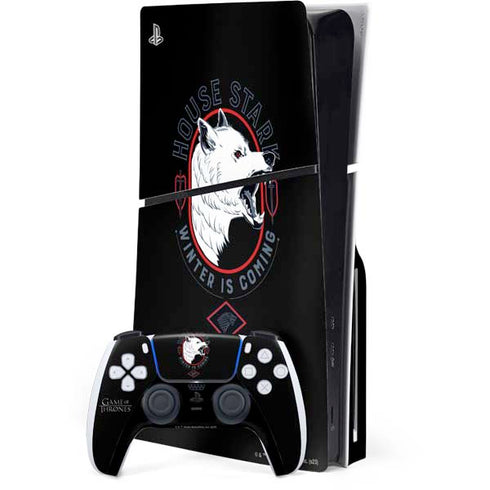 Game of Thrones: House Stark Direwolf PS5 Slim Disk Bundle Skin