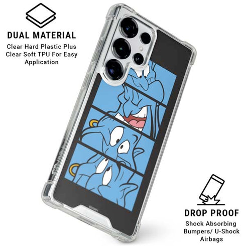 Disney Aladdin Genie Faces Grid Galaxy S26 Ultra Clear Case