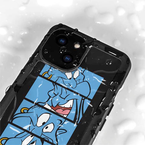 Disney Aladdin Genie Faces Grid iPhone 15 Plus Waterproof Case