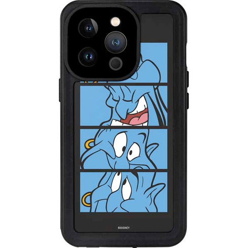 Disney Aladdin Genie Faces Grid iPhone 15 Pro Waterproof Case