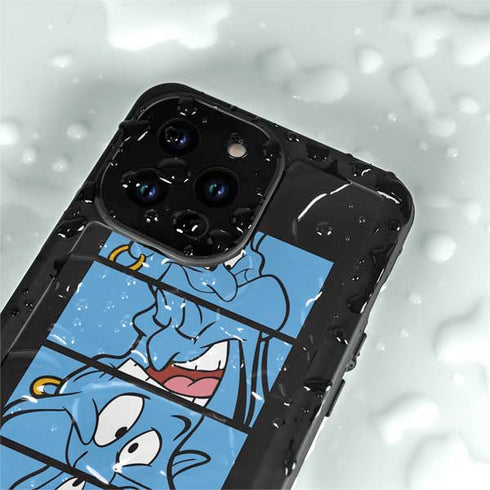 Disney Aladdin Genie Faces Grid iPhone 15 Pro Waterproof Case