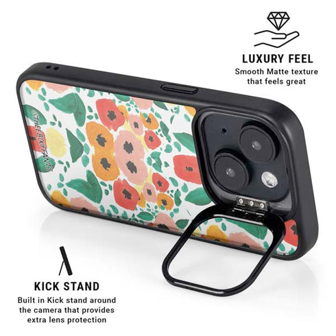 Bouffants and Broken Hearts Geometric Flowers iPhone 15 Kickstand Case