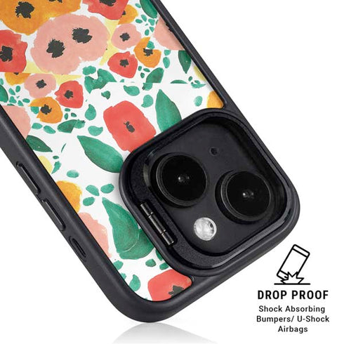 Bouffants and Broken Hearts Geometric Flowers iPhone 15 Plus Kickstand Case