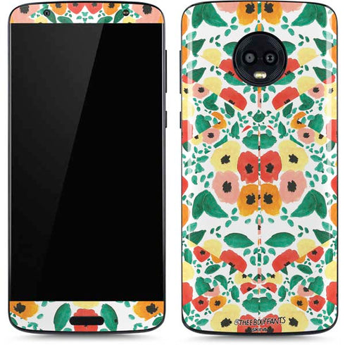 Bouffants and Broken Hearts Geometric Flowers Moto G6 Skin