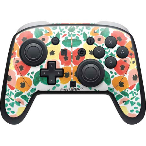 Bouffants and Broken Hearts Geometric Flowers Nintendo Switch 2 (2025) Pro Controller Skin