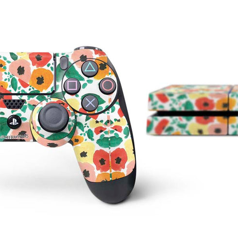 Bouffants and Broken Hearts Geometric Flowers PS4 Console and Controller Bundle Skin