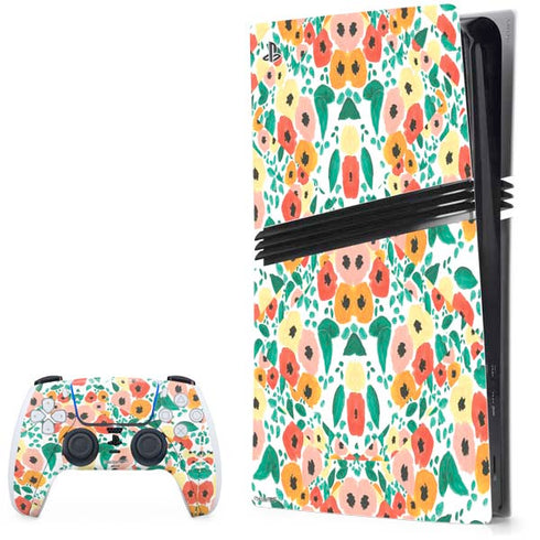 Bouffants and Broken Hearts Geometric Flowers PS5 Pro Bundle Skin