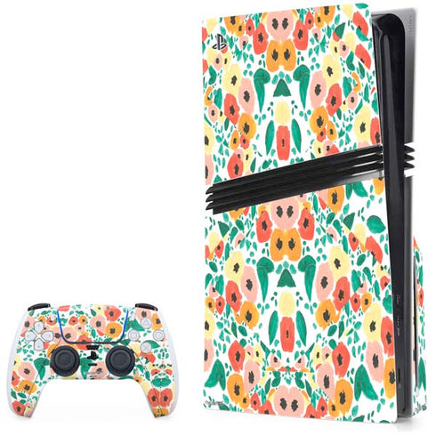 Bouffants and Broken Hearts Geometric Flowers PS5 Pro Disk Bundle Skin