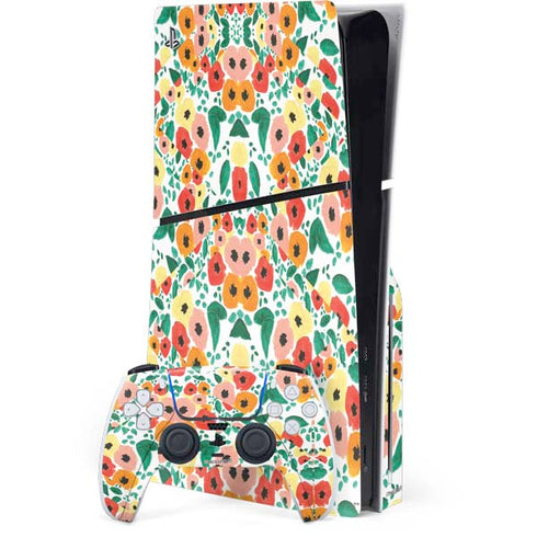 Bouffants and Broken Hearts Geometric Flowers PlayStation PS5 Skins