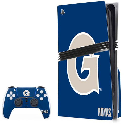 Georgetown University Large Logo PS5 Pro Disk Bundle Skin