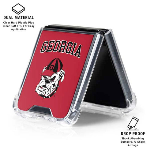University of Georgia Bulldogs Logo Galaxy Z Flip7 Clear Case