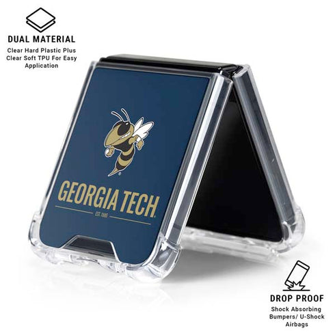 Georgia Institute of Technology Est 1885 Navy Galaxy Z Flip6 Clear Case