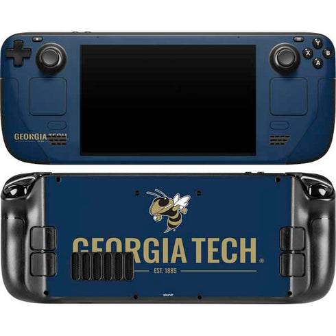 Georgia Institute of Technology Est 1885 Navy Steam Deck Handheld Gaming Computer OLED Skin