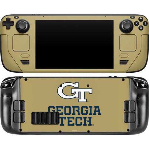 Georgia Institute of Technology Gold LogoType GT Steam Deck Handheld Gaming Computer OLED Skin