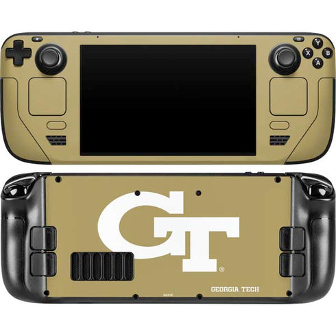 Georgia Institute of Technology Gold GT Steam Deck Handheld Gaming Computer OLED Skin