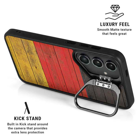 German Flag Dark Wood Galaxy S24 FE Kickstand Case