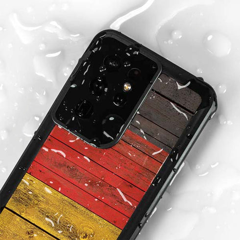 German Flag Dark Wood Galaxy S24 Ultra Waterproof Case