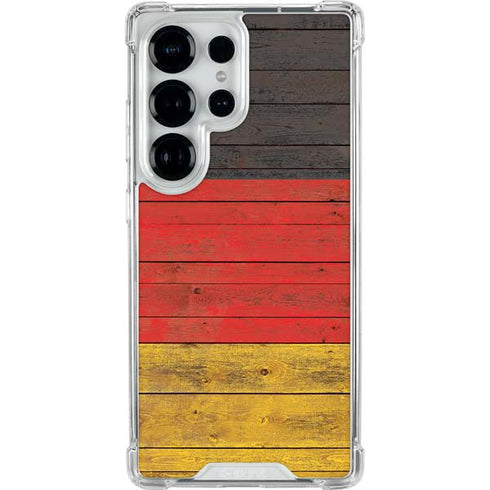 German Flag Dark Wood Galaxy S25 Ultra Clear Case
