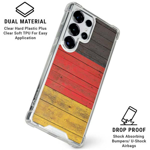German Flag Dark Wood Galaxy S25 Ultra Clear Case