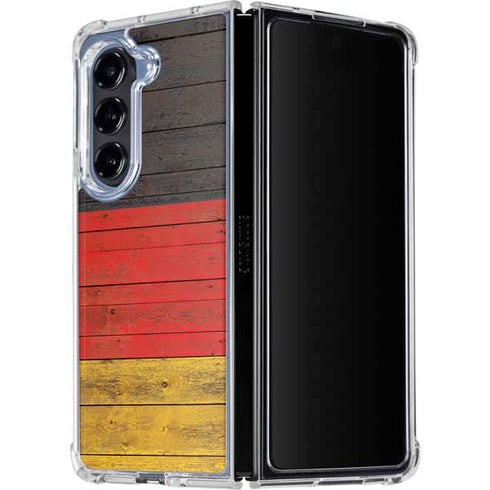 German Flag Dark Wood Galaxy Z Fold5 5G Clear Case