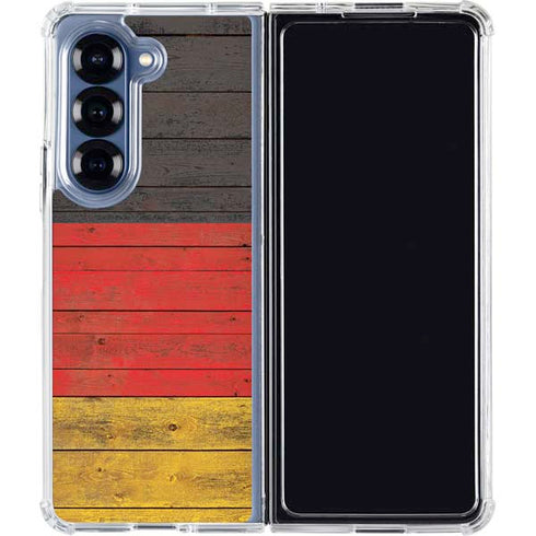 German Flag Dark Wood Galaxy Z Fold6 Clear Case