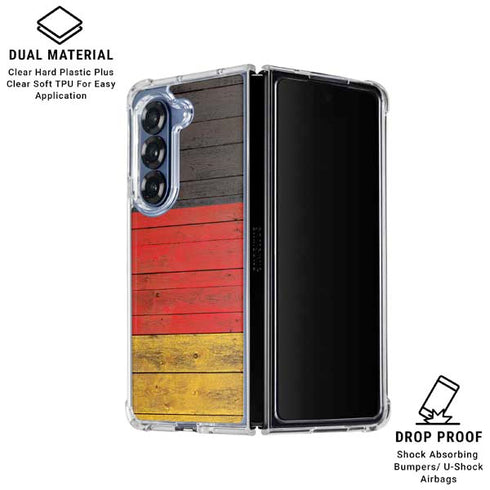 German Flag Dark Wood Galaxy Z Fold6 Clear Case