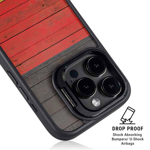 German Flag Dark Wood iPhone 14 Pro Max Kickstand Case