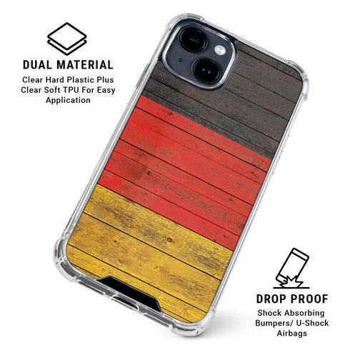 German Flag Dark Wood iPhone 15 Clear Case