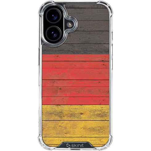 German Flag Dark Wood iPhone 16 Clear Case